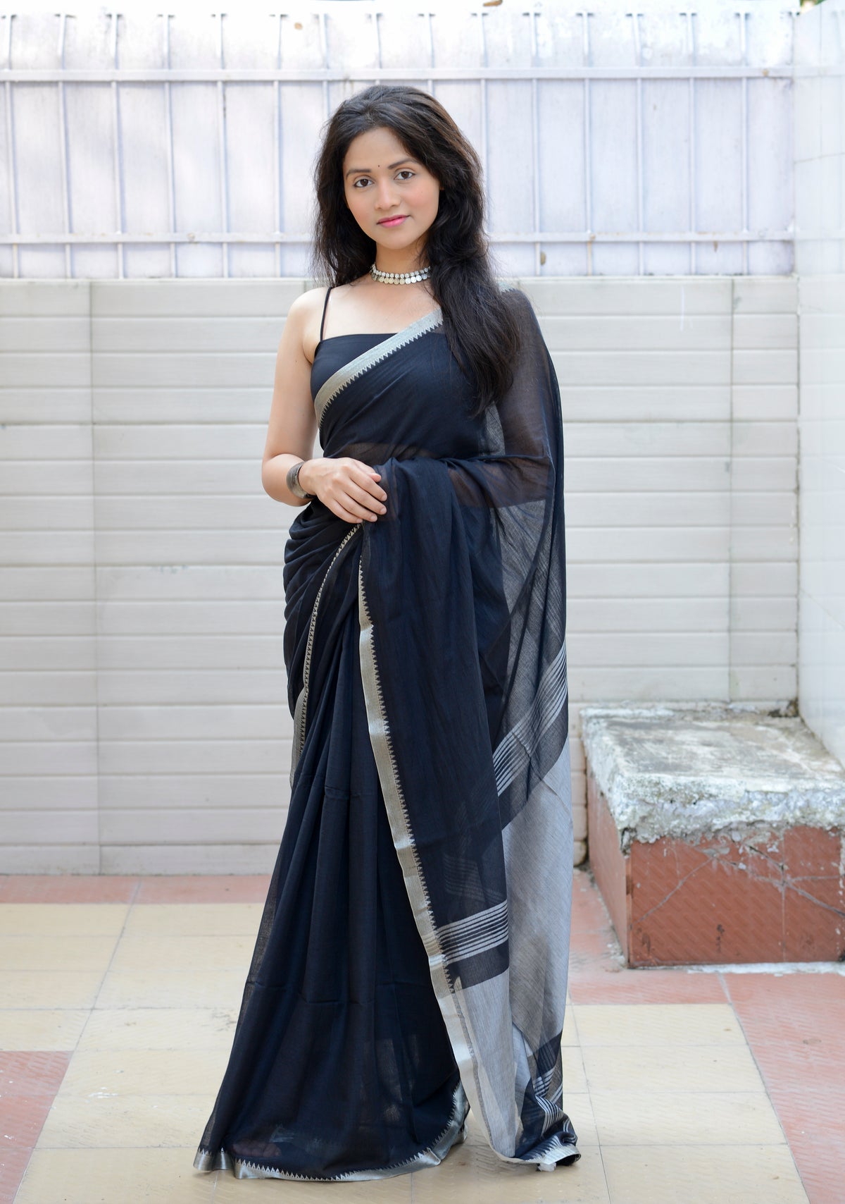 Black and Silver - Light Weight Cotton Saree