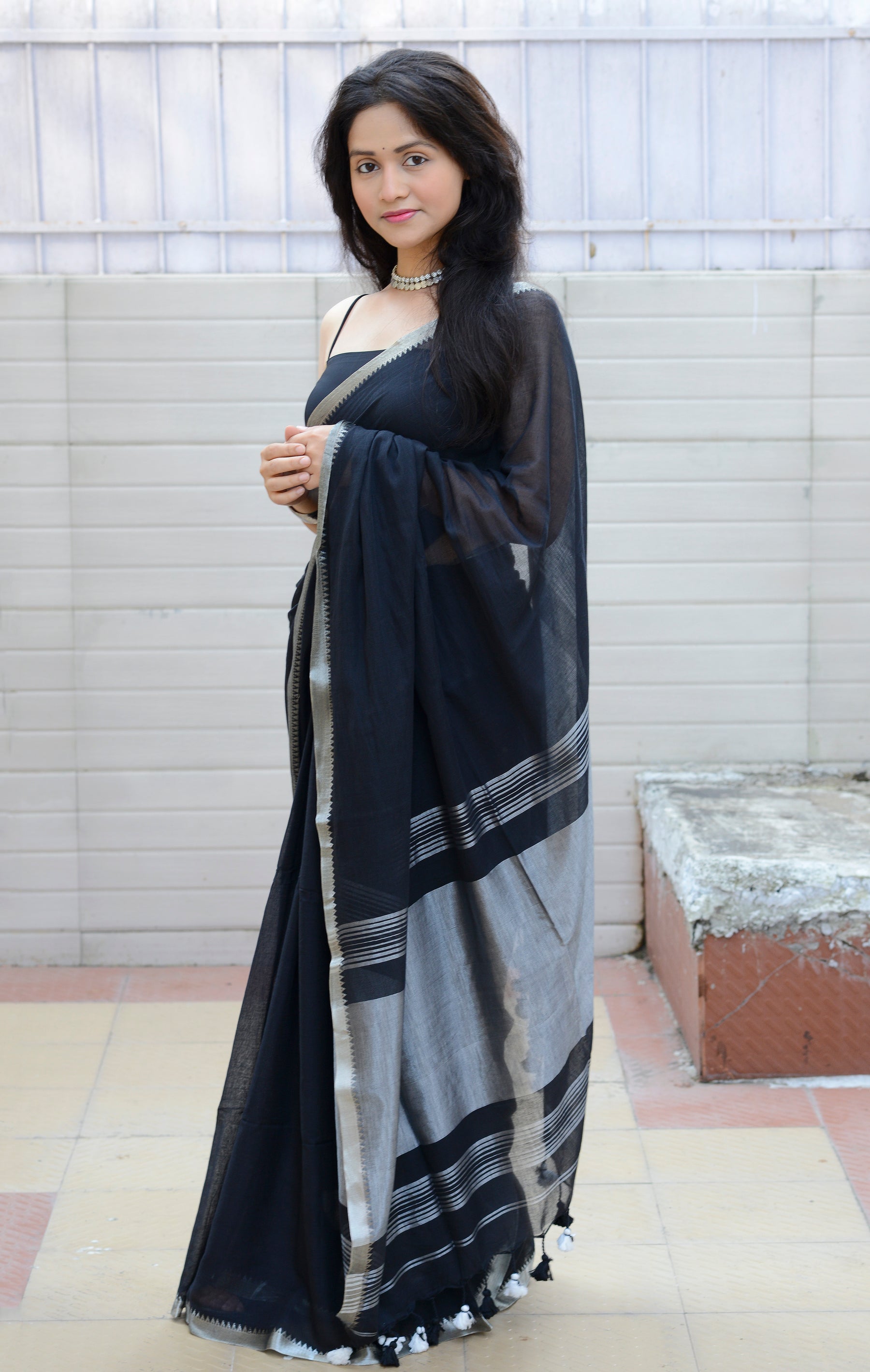Black and Silver - Light Weight Cotton Saree