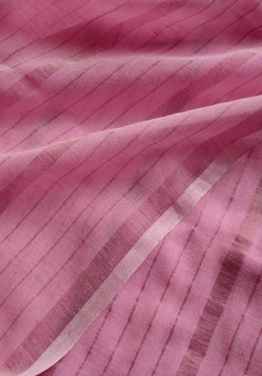 Pink Silver Zari Stripes