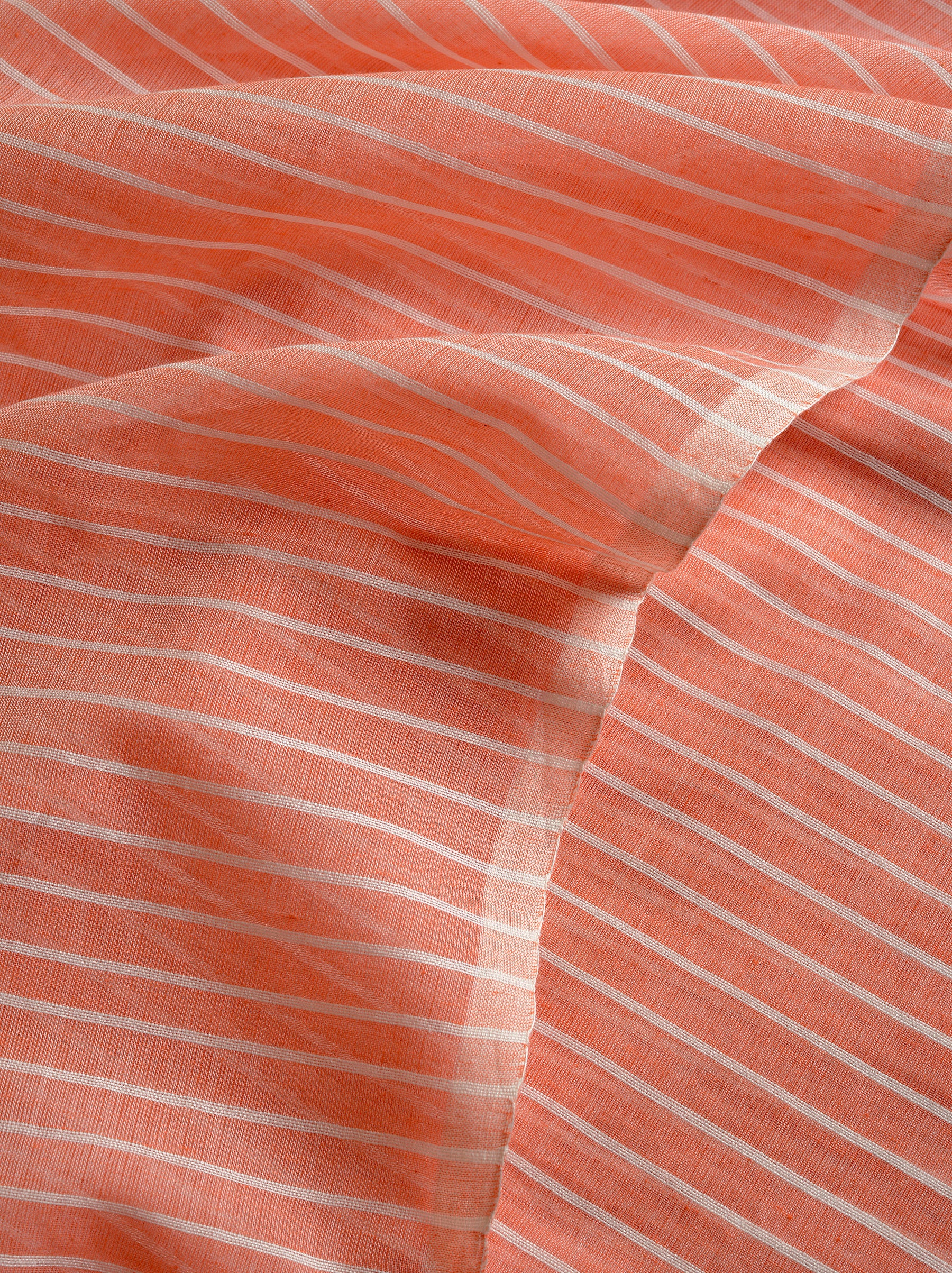 Light Orange Cotton Lines Saree