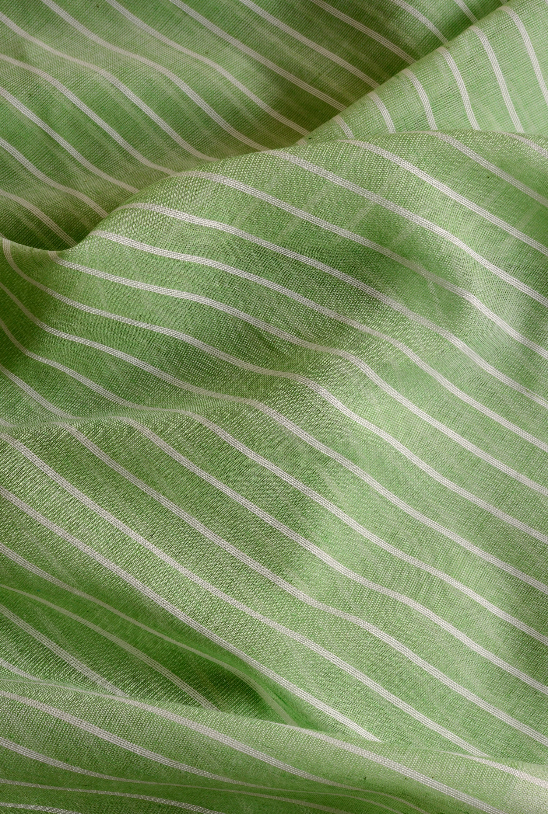 Light Green Cotton Lines Saree