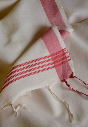 Laal - Shada - Handwoven Cotton Saree