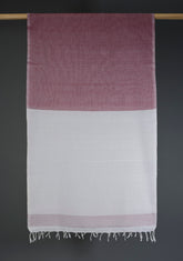 Cotton Stole - White and Maroon