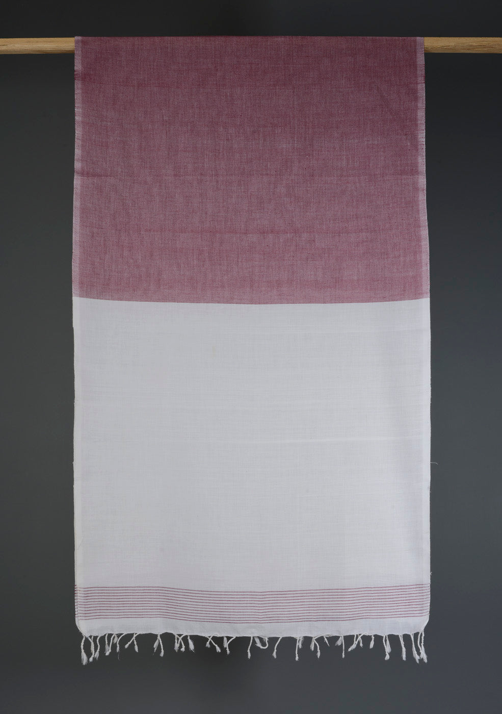 Cotton Stole - White and Maroon
