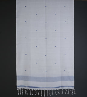 Cotton Stole - White and Blue
