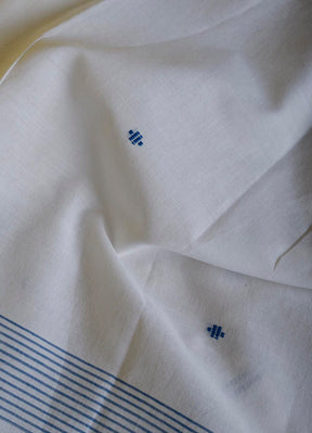 Cotton Stole - White and Blue