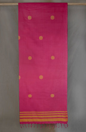 Handwoven Pink & Yellow Bawanbooti Saree