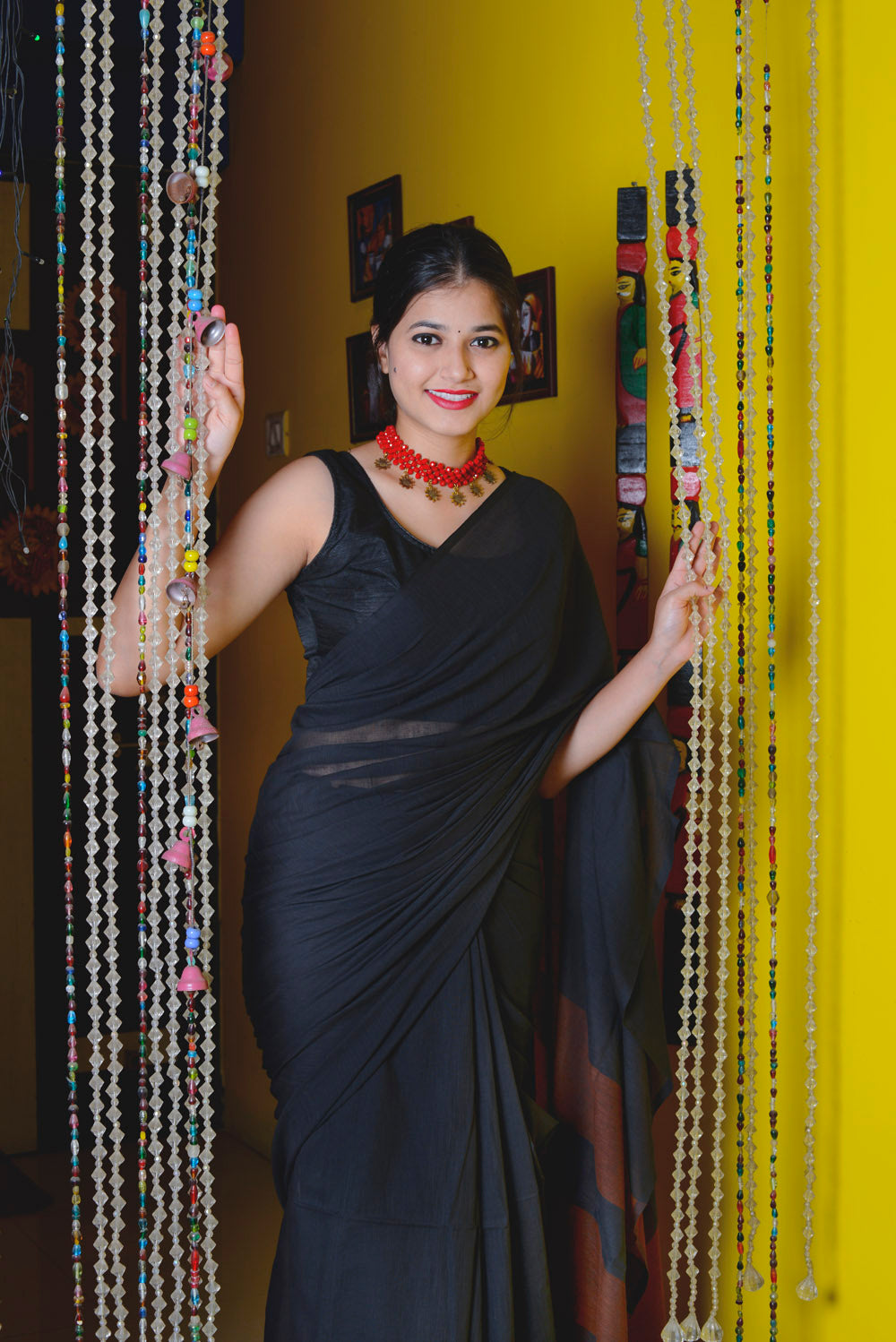 Black and Brown - Handwoven Cotton Saree