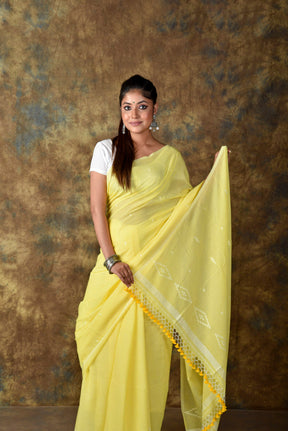 Handwoven Yellow Jamdani Saree