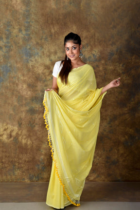 Handwoven Yellow Jamdani Saree