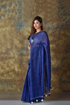 NAVY BLUE - all over abstract lines Saree