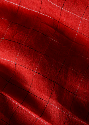 RED - all over abstract lines Saree