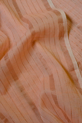 Peach Silver Zari Stripes